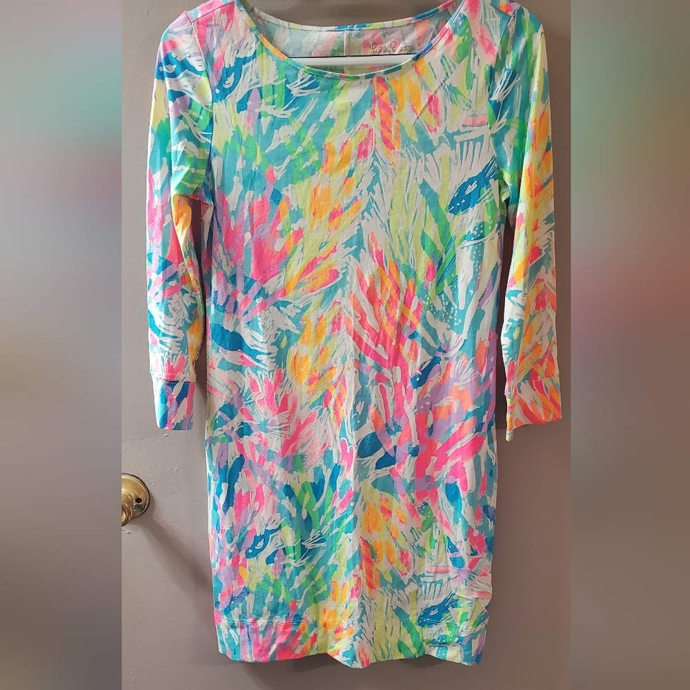 Lilly Pulitzer Pastel Abstract Print Cotton Dress. Sz XS. Never Worn.